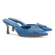 Larroude Flora Pump In Blue Stoned Denim