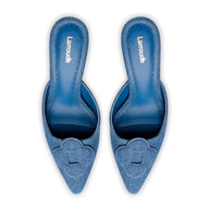 Larroude Flora Pump In Blue Stoned Denim