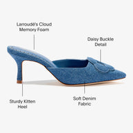 Larroude Flora Pump In Blue Stoned Denim
