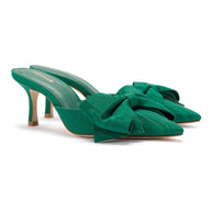 Larroude Mini Elle Pump In Emerald Fabric