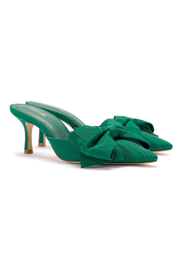 Larroude Mini Elle Pump In Emerald Fabric