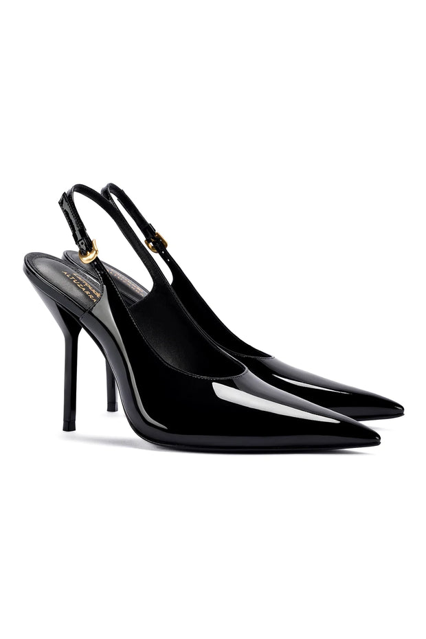 Larroudé X Altuzarra Pump In Black Patent Leather