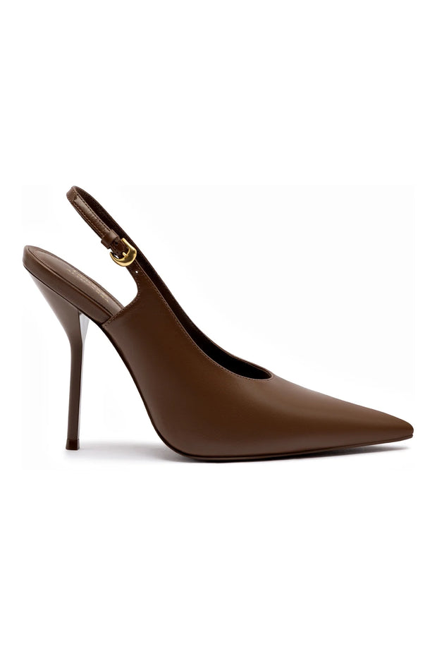 Larroudé X Altuzarra Pump In Burnt Umber Leather