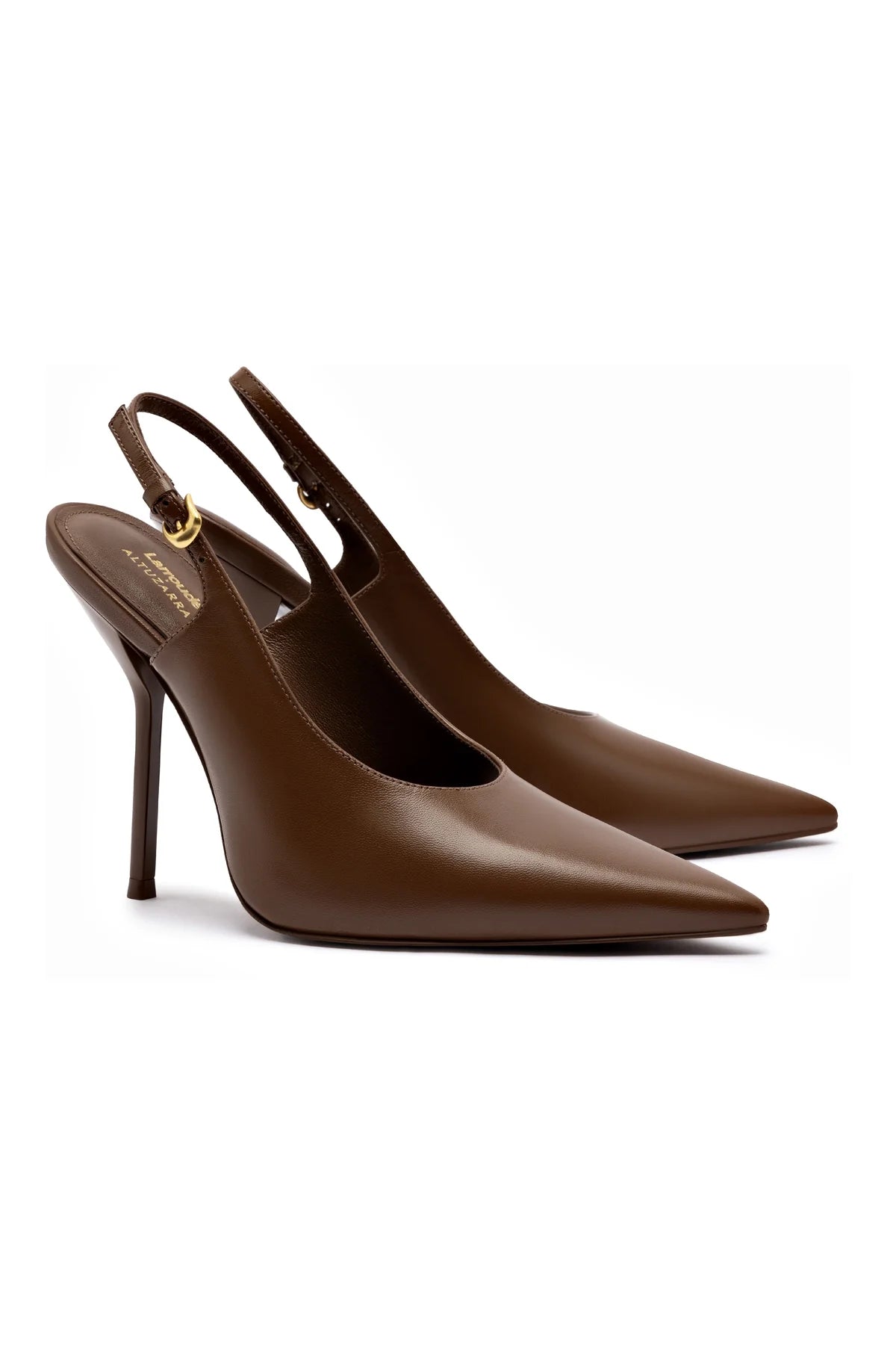 Larroudé X Altuzarra Pump In Burnt Umber Leather
