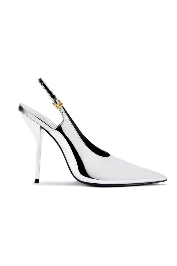 Larroudé X Altuzarra Pump In Silver Specchio