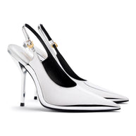 Larroudé X Altuzarra Pump In Silver Specchio