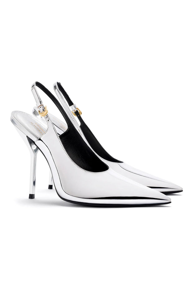 Larroudé X Altuzarra Pump In Silver Specchio