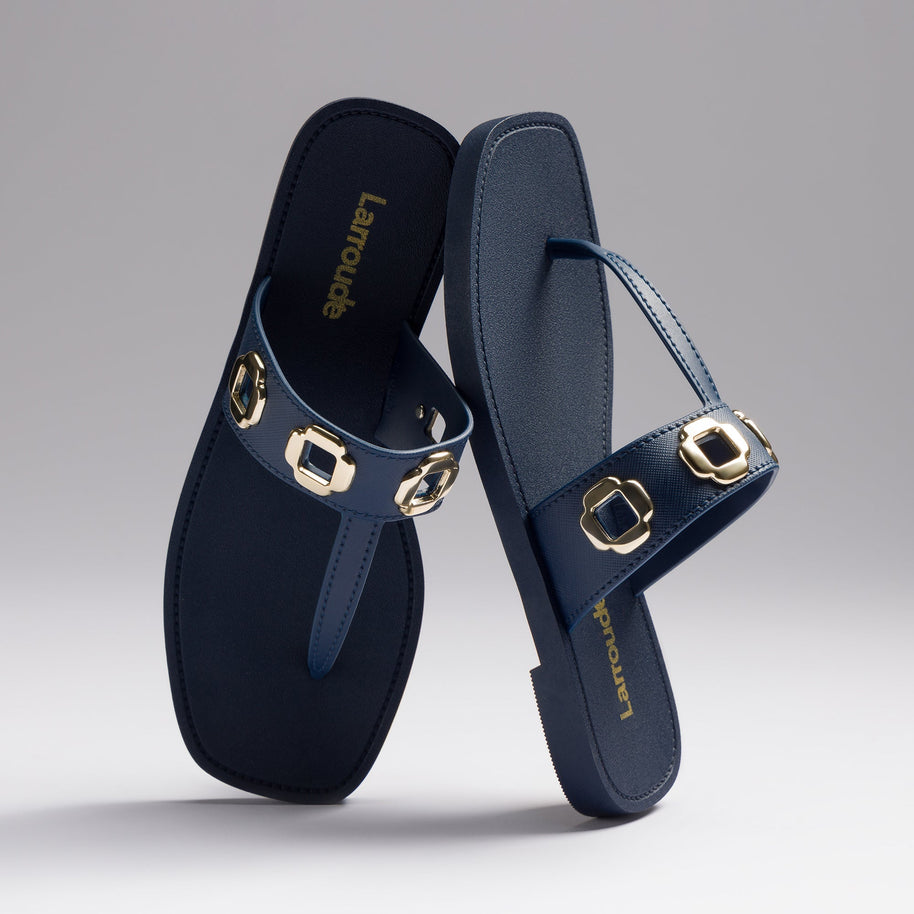 Larroude Milan S In Navy PVC