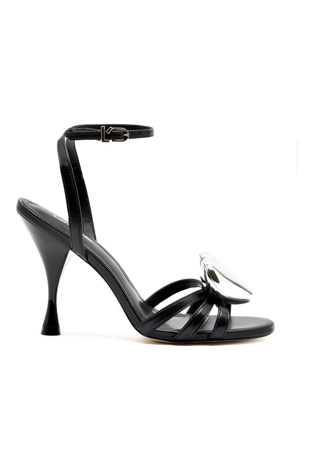 Larroude Amore Sandal in Black Leather