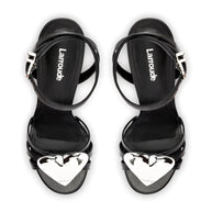 Larroude Amore Sandal in Black Leather