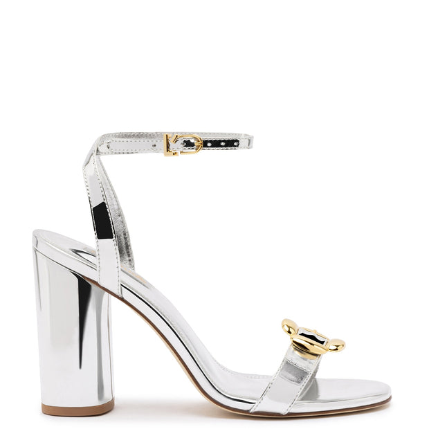 Larroude Maizie Sandal In Silver Specchio