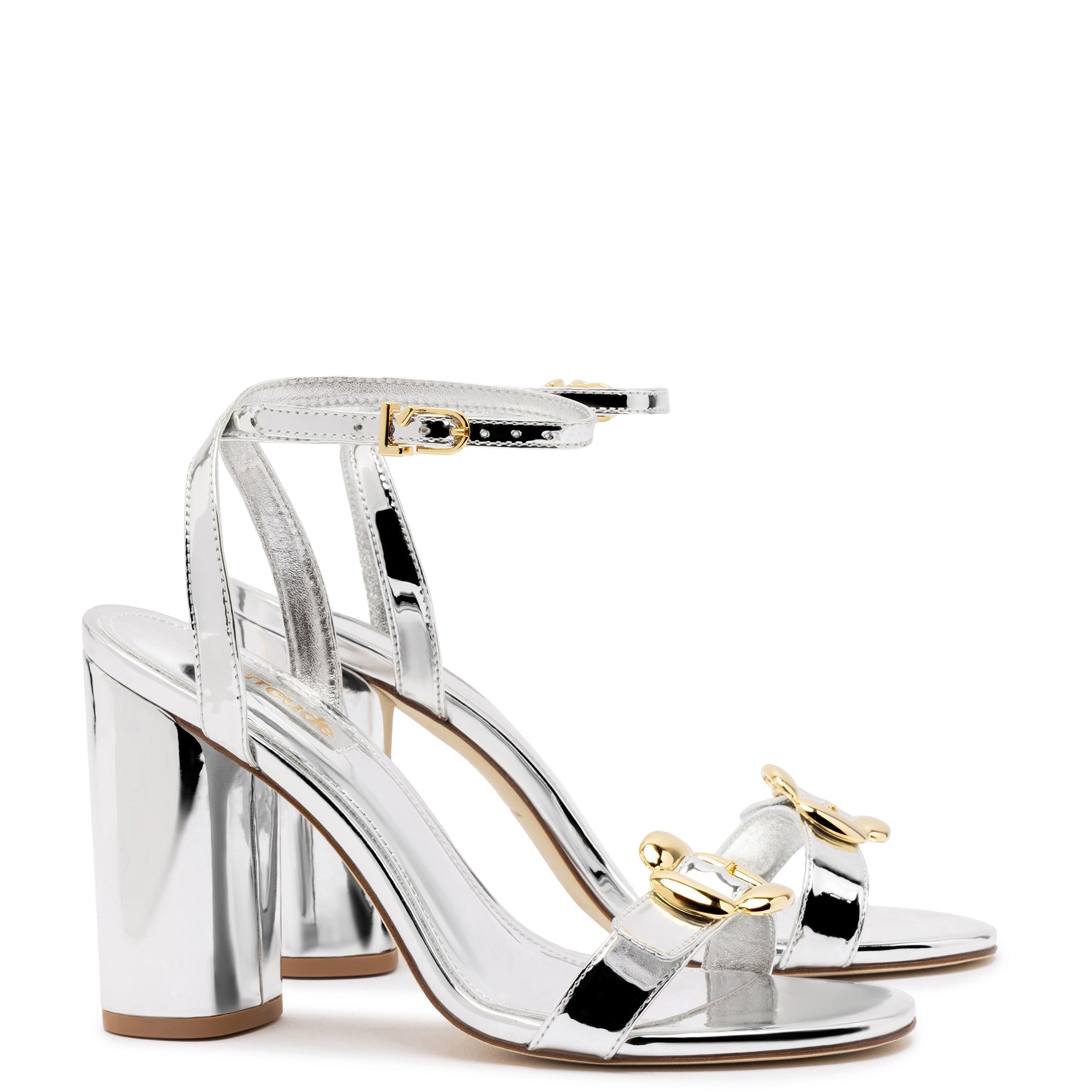 Larroude Maizie Sandal In Silver Specchio