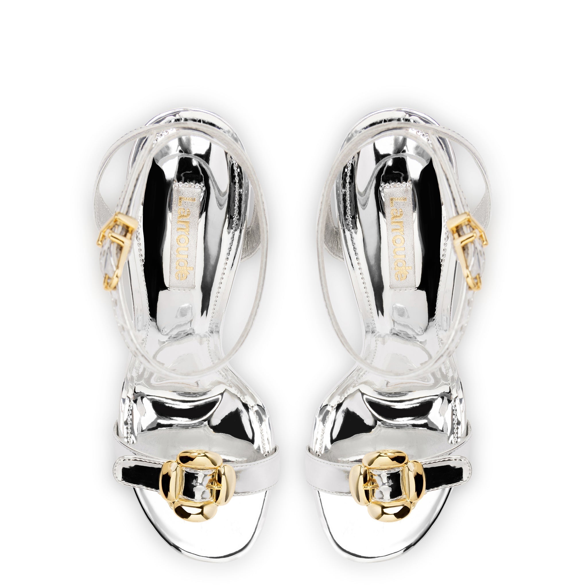 Larroude Maizie Sandal In Silver Specchio