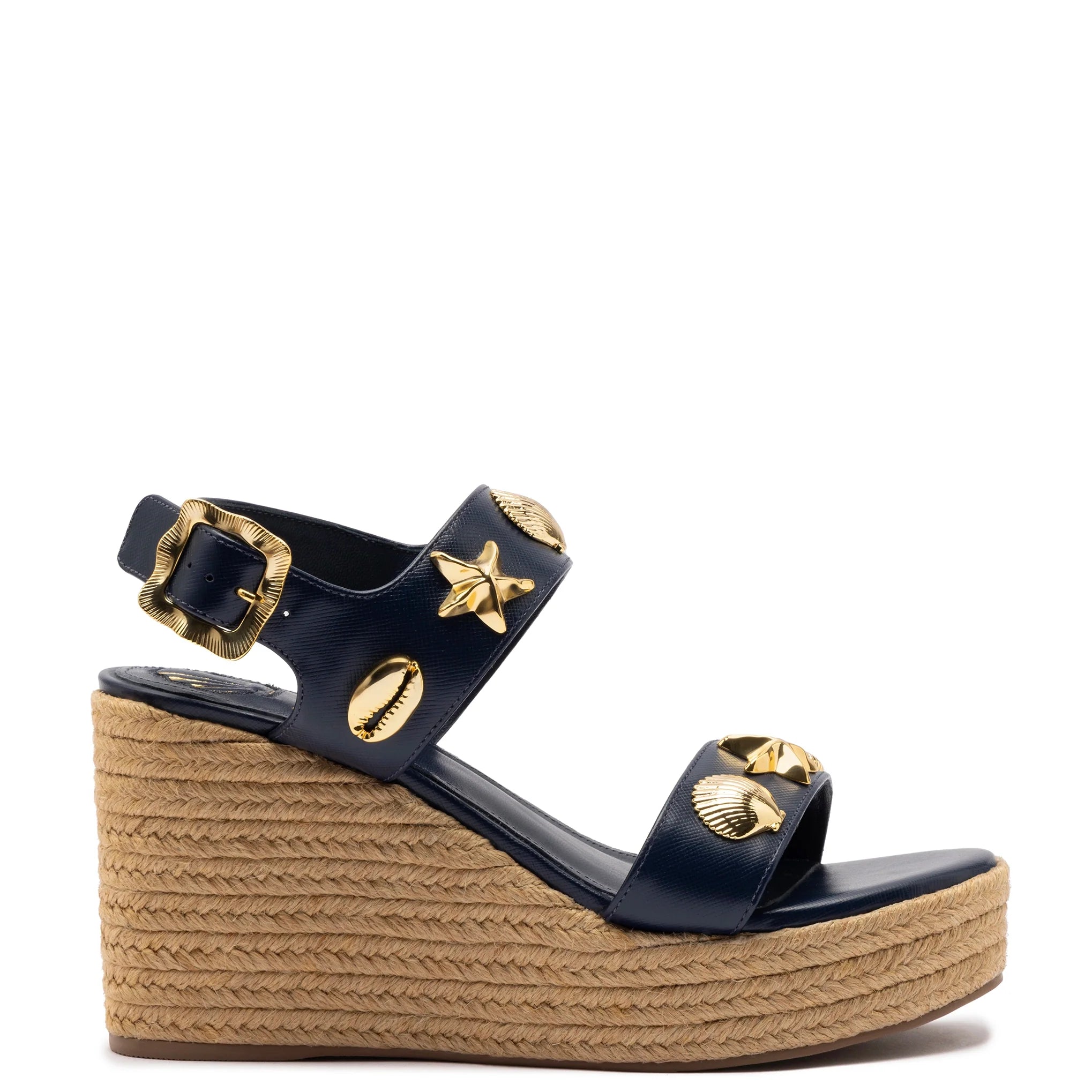 Larroude Madison Hi Espadrille In Navy Saffiano