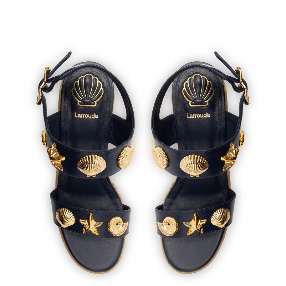 Larroude Madison Hi Espadrille In Navy Saffiano