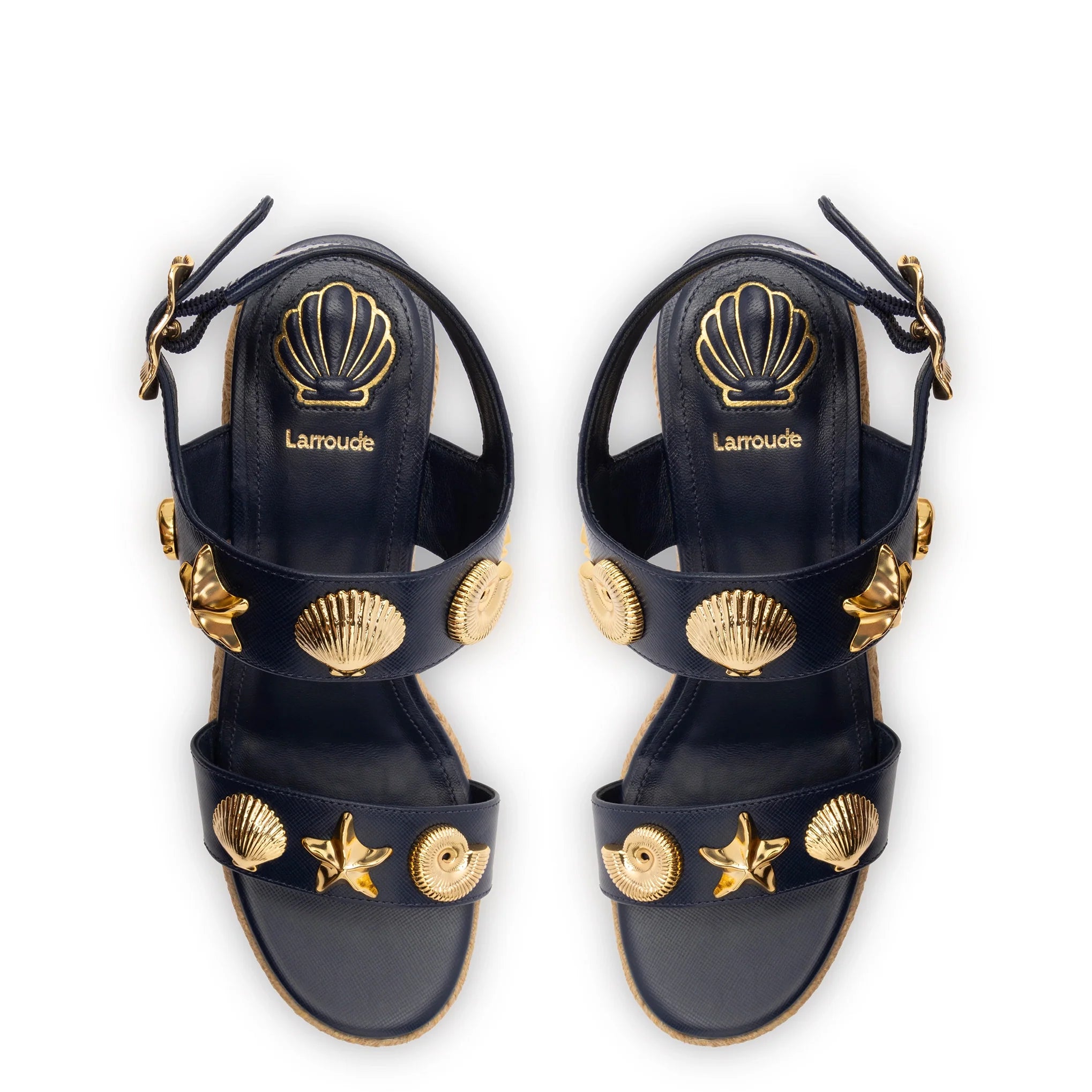 Larroude Madison Hi Espadrille In Navy Saffiano