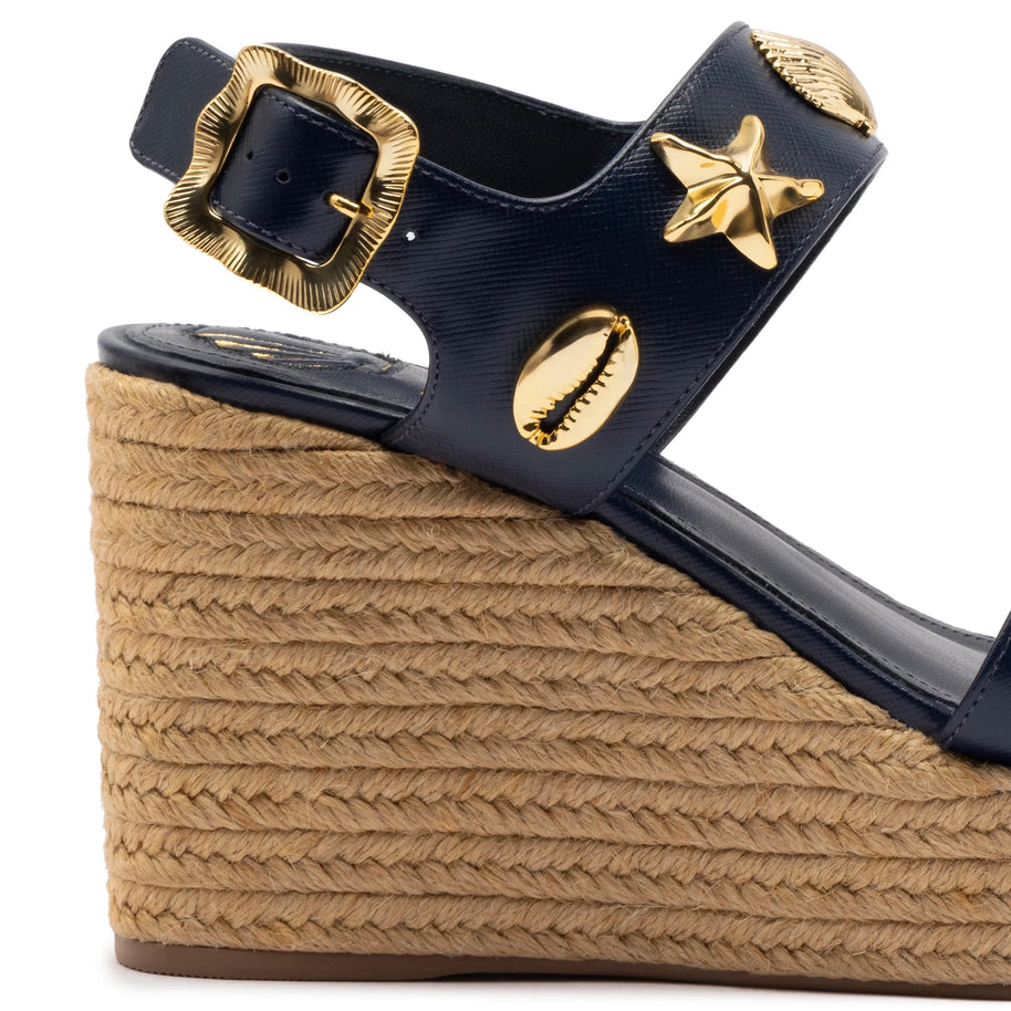 Larroude Madison Hi Espadrille In Navy Saffiano