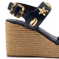 Larroude Madison Hi Espadrille In Navy Saffiano