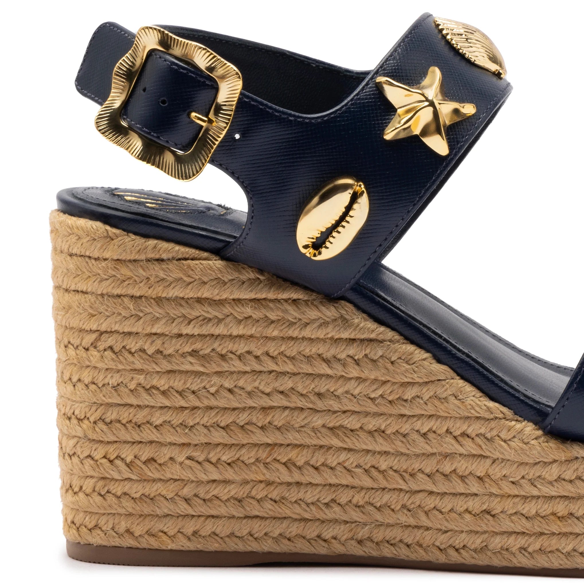 Larroude Madison Hi Espadrille In Navy Saffiano