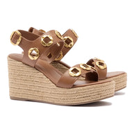 Larroude Milan Espadrille In Caramel Leather