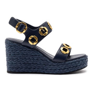 Larroude Milan Espadrille In Navy Leather