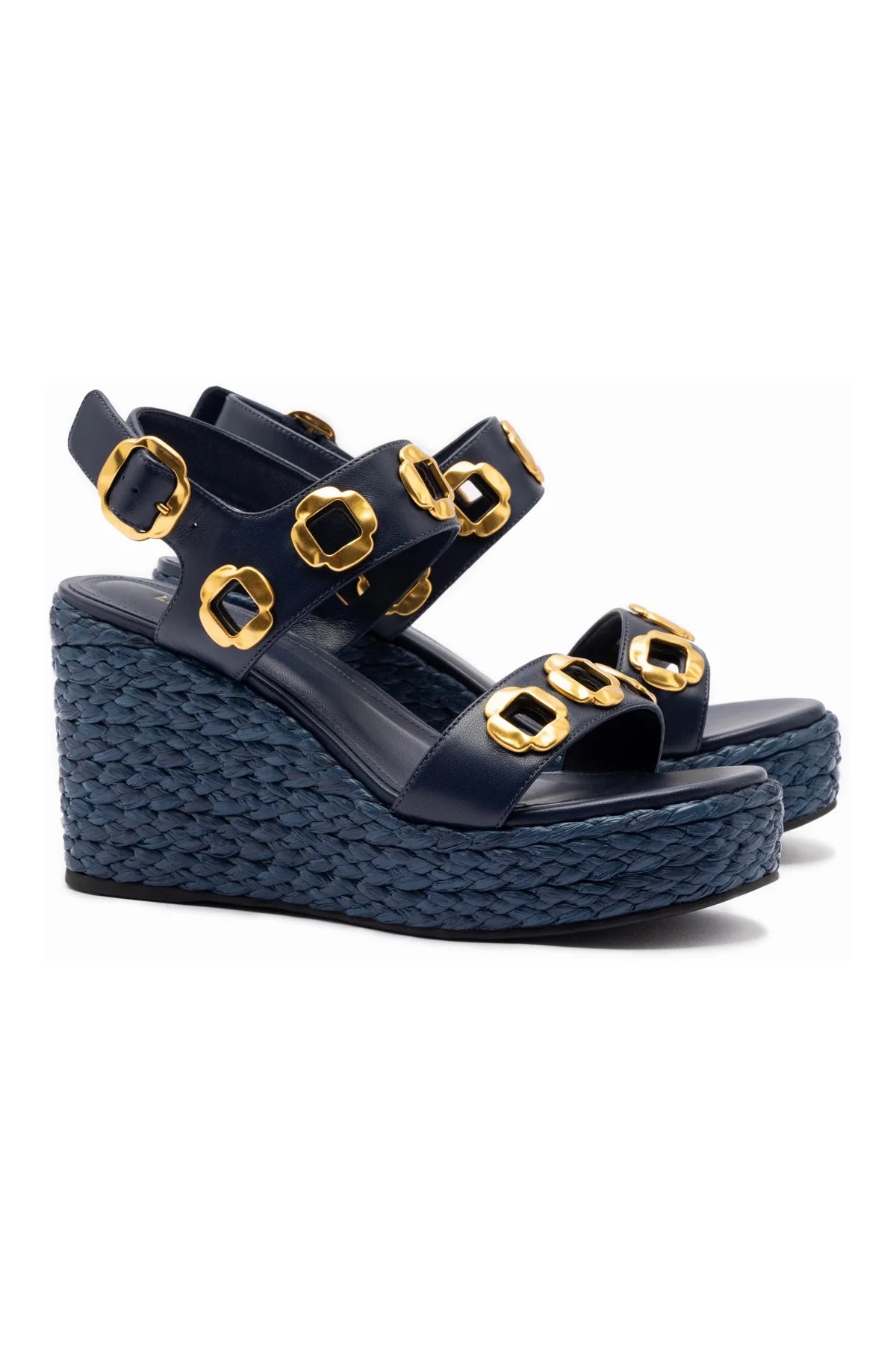 Larroude Milan Espadrille In Navy Leather