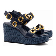 Larroude Milan Espadrille In Navy Leather