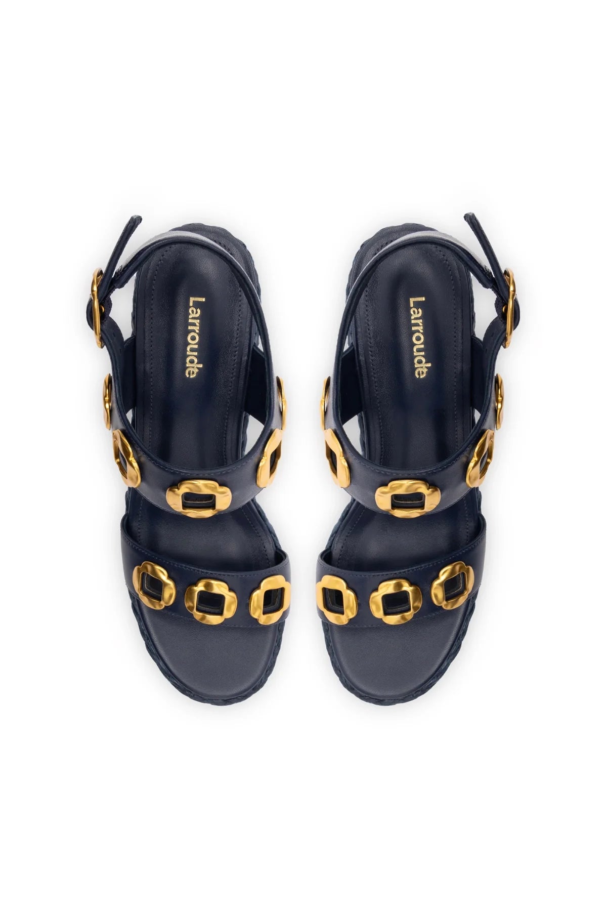 Larroude Milan Espadrille In Navy Leather