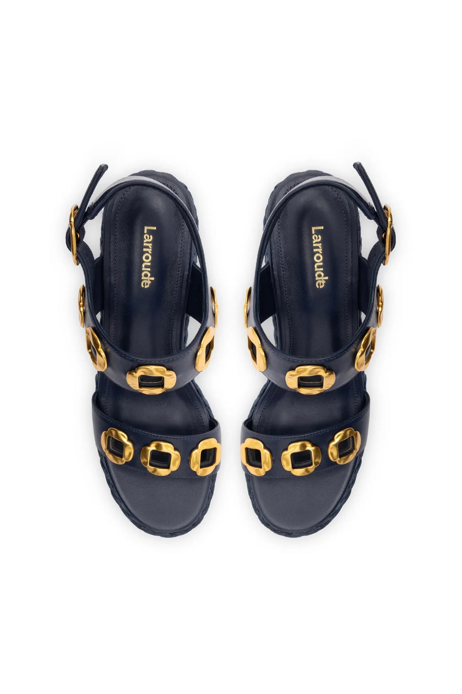 Larroude Milan Espadrille In Navy Leather