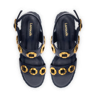 Larroude Milan Espadrille In Navy Leather