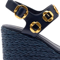 Larroude Milan Espadrille In Navy Leather