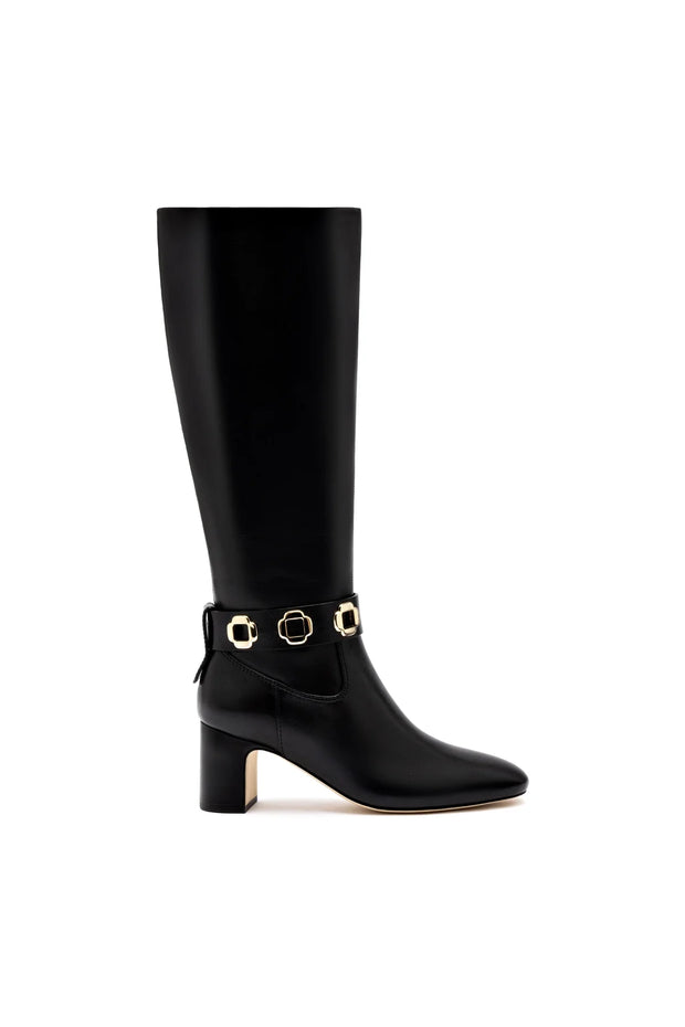 Larroude Milan Block Boot In Black Leather