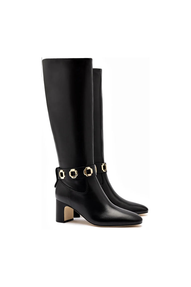Larroude Milan Block Boot In Black Leather