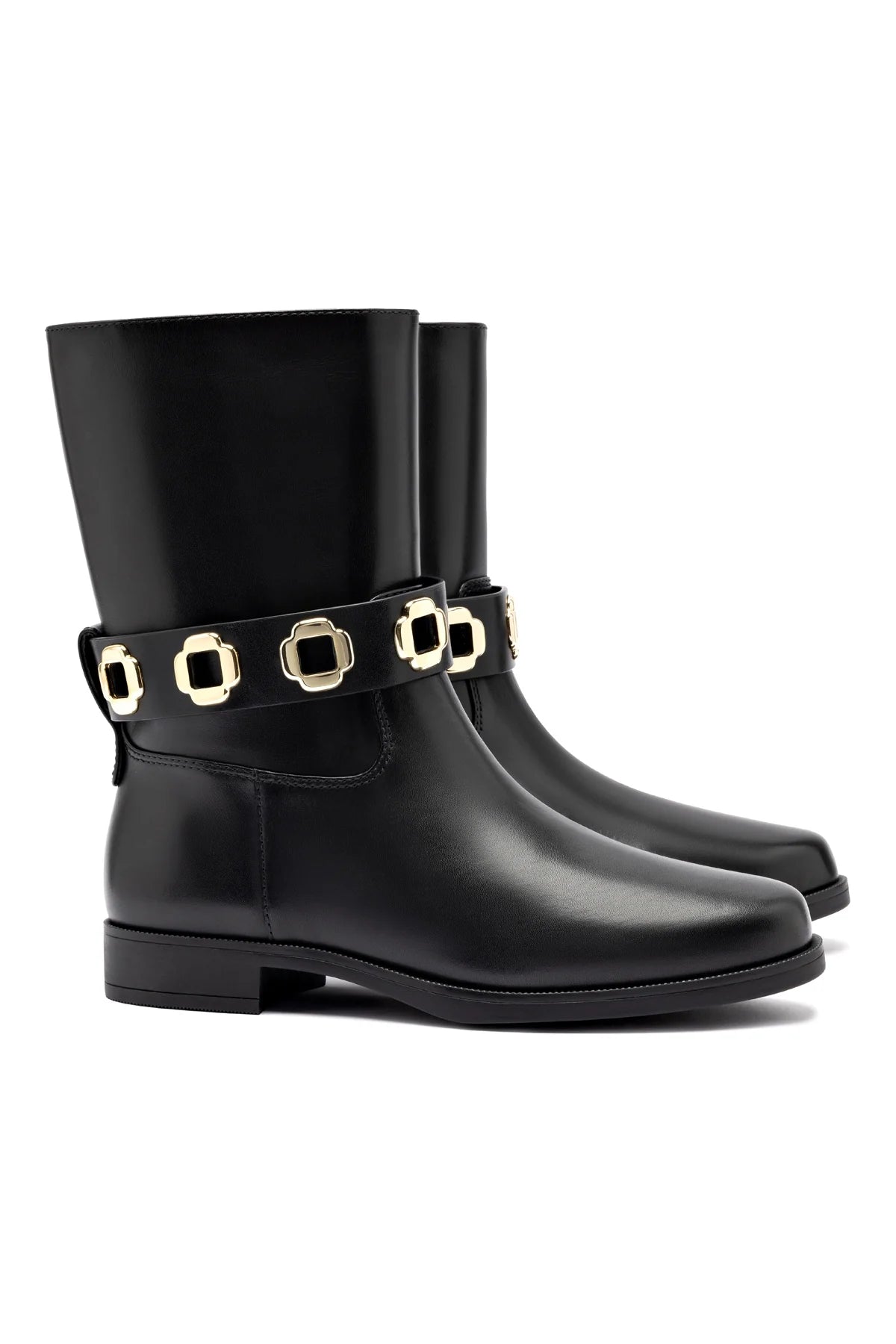 Larroude Milan Flat Bootie In Black Water Resistant Leather