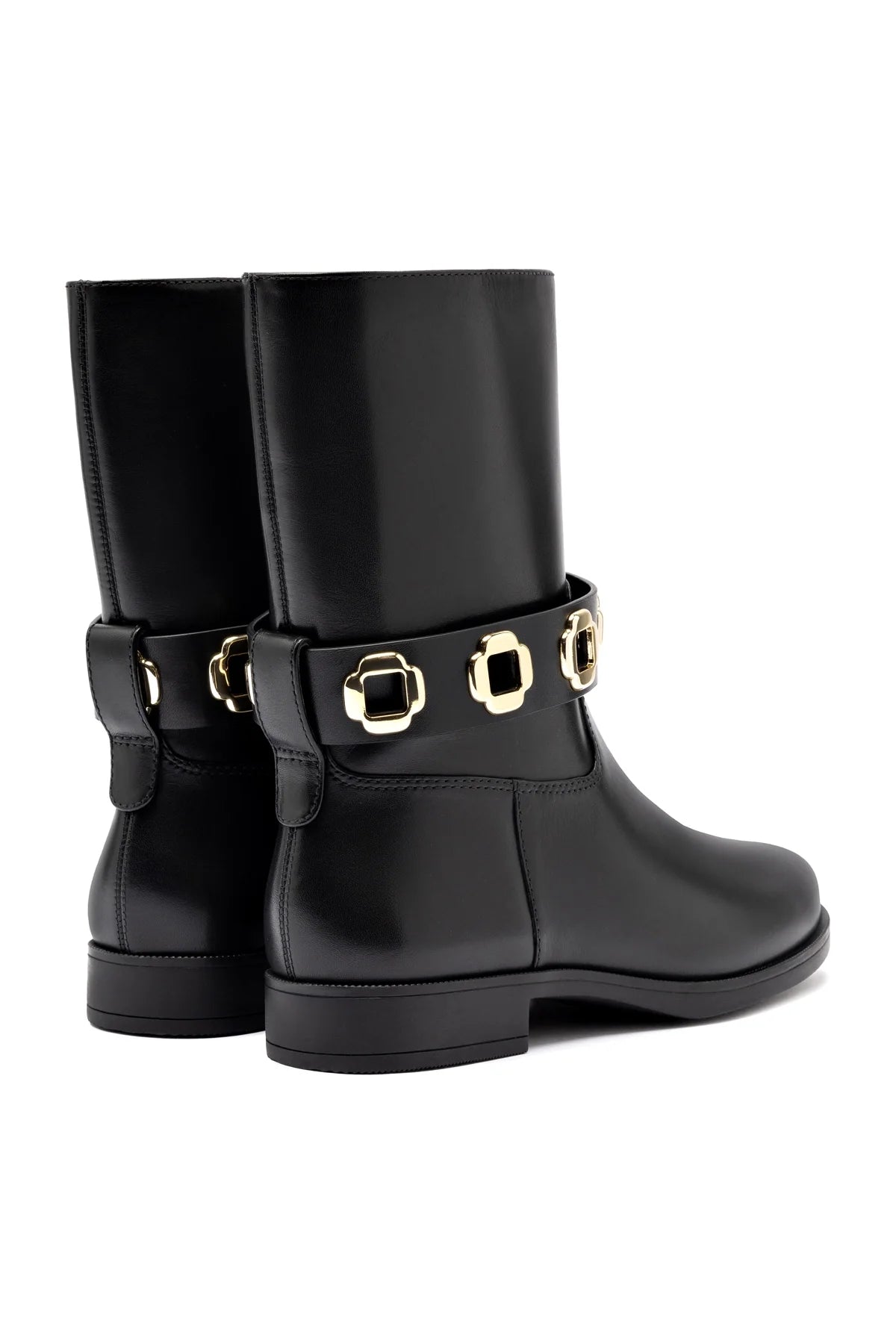 Larroude Milan Flat Bootie In Black Water Resistant Leather