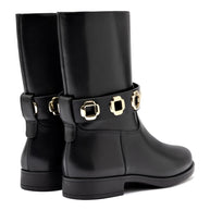 Larroude Milan Flat Bootie In Black Water Resistant Leather