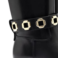 Larroude Milan Flat Bootie In Black Water Resistant Leather