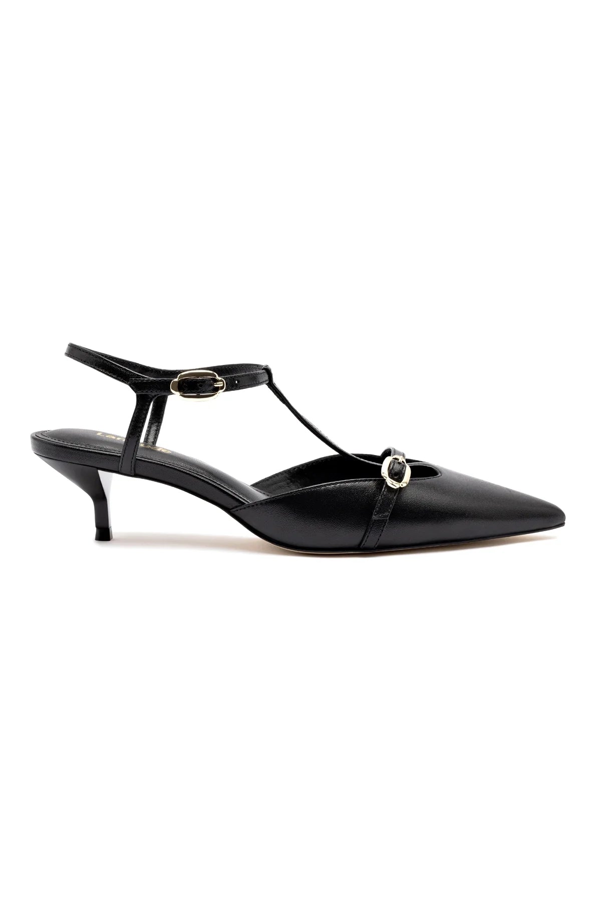 Larroude Grace Pump In Black Leather