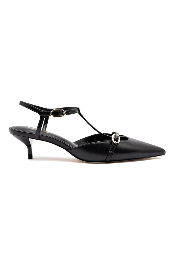 Larroude Grace Pump In Black Leather