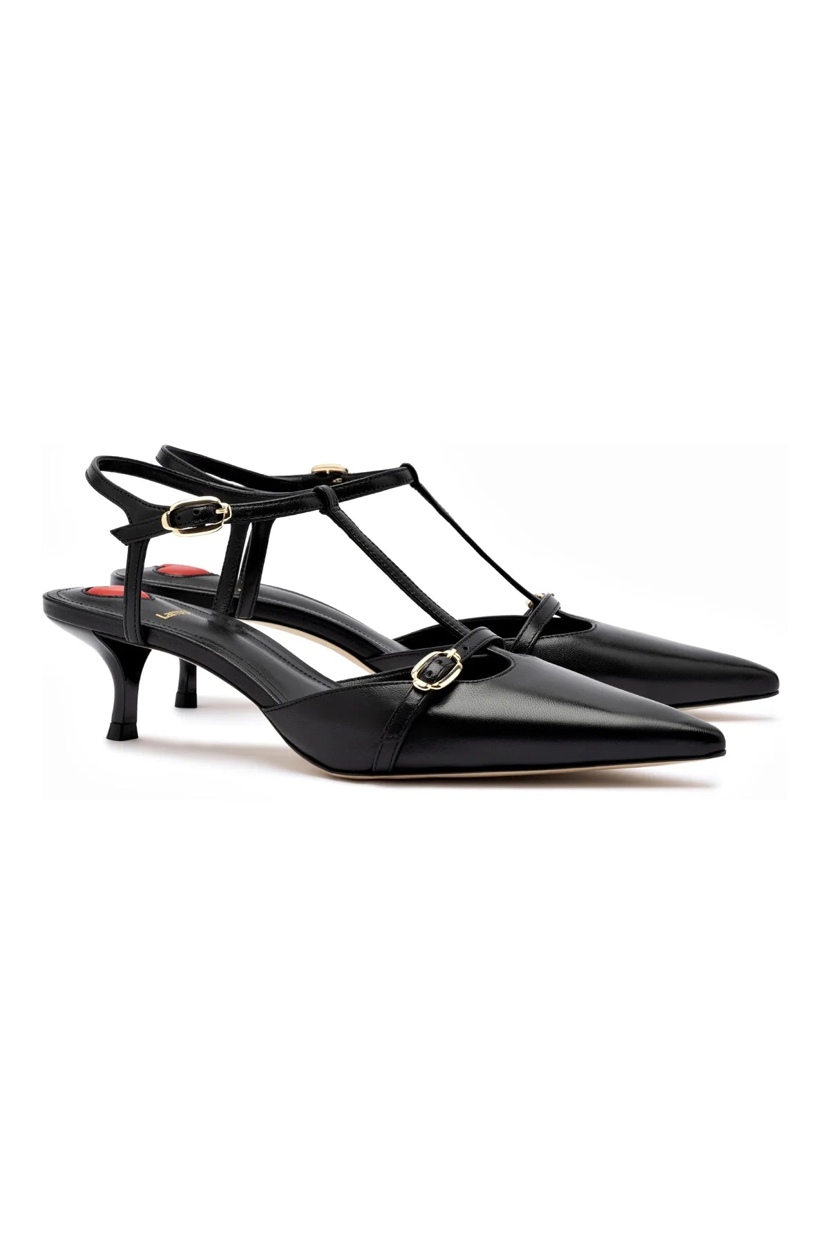 Larroude Grace Pump In Black Leather
