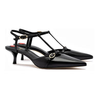 Larroude Grace Pump In Black Leather