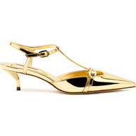 Larroude Grace Pump In Gold Specchio