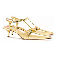 Larroude Grace Pump In Gold Specchio