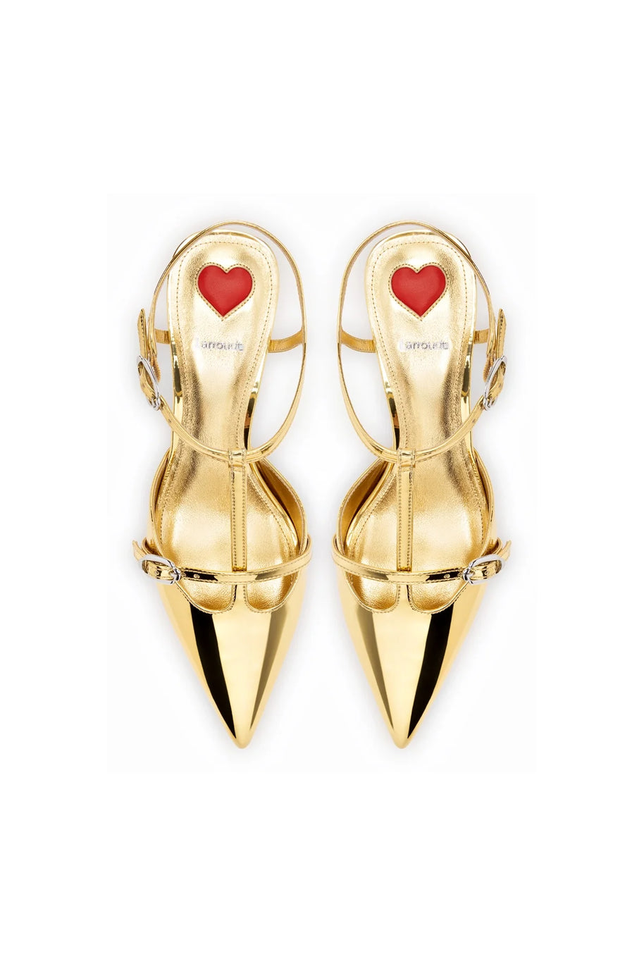 Larroude Grace Pump In Gold Specchio