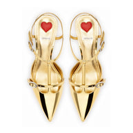 Larroude Grace Pump In Gold Specchio