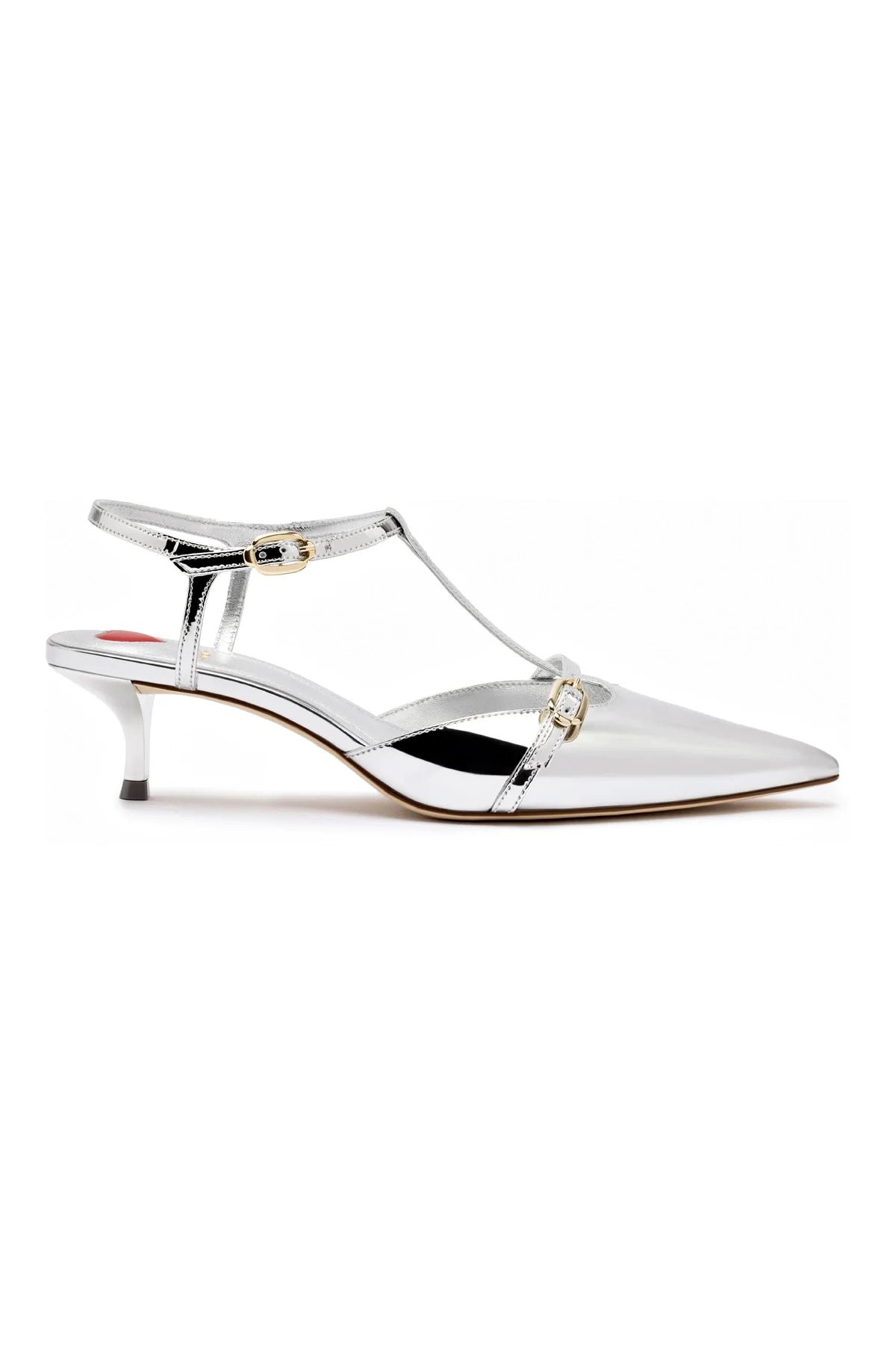 Larroude Grace Pump In Silver Specchio