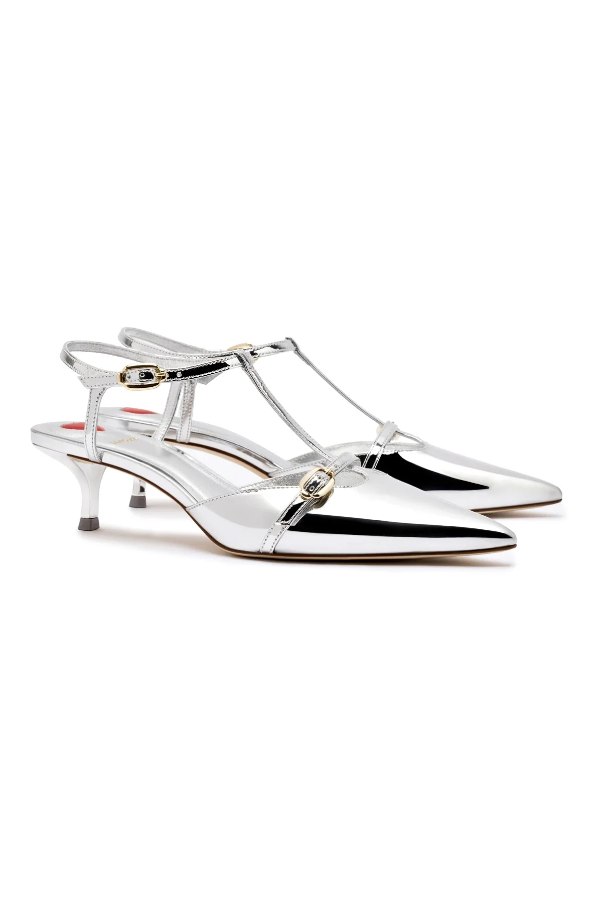 Larroude Grace Pump In Silver Specchio