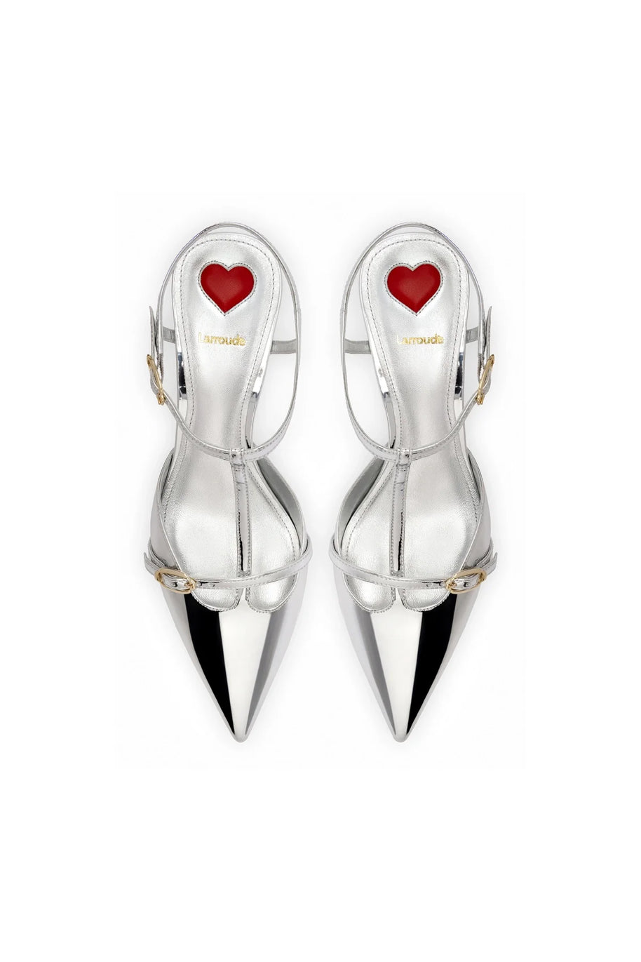 Larroude Grace Pump In Silver Specchio