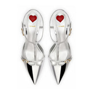 Larroude Grace Pump In Silver Specchio