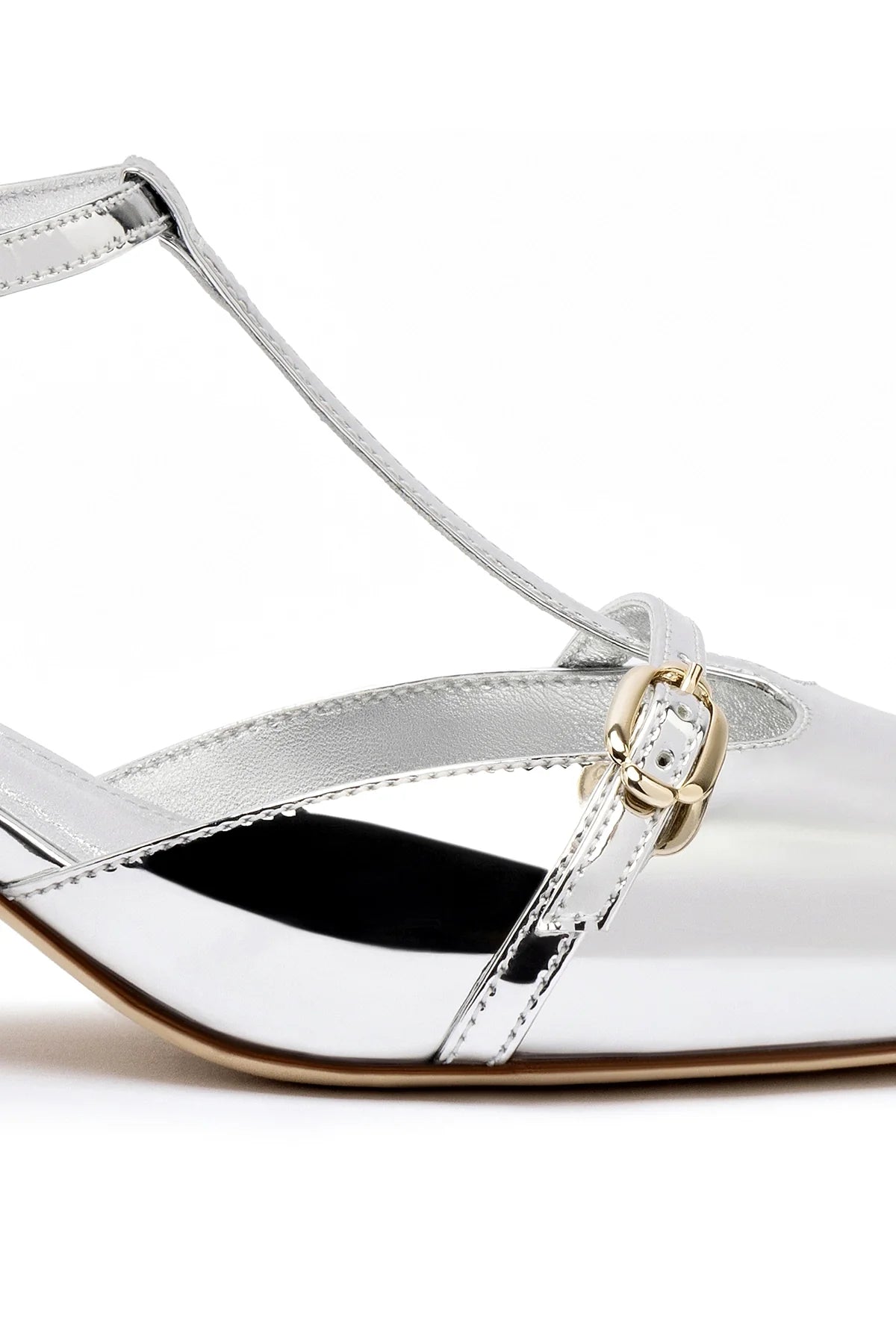 Larroude Grace Pump In Silver Specchio